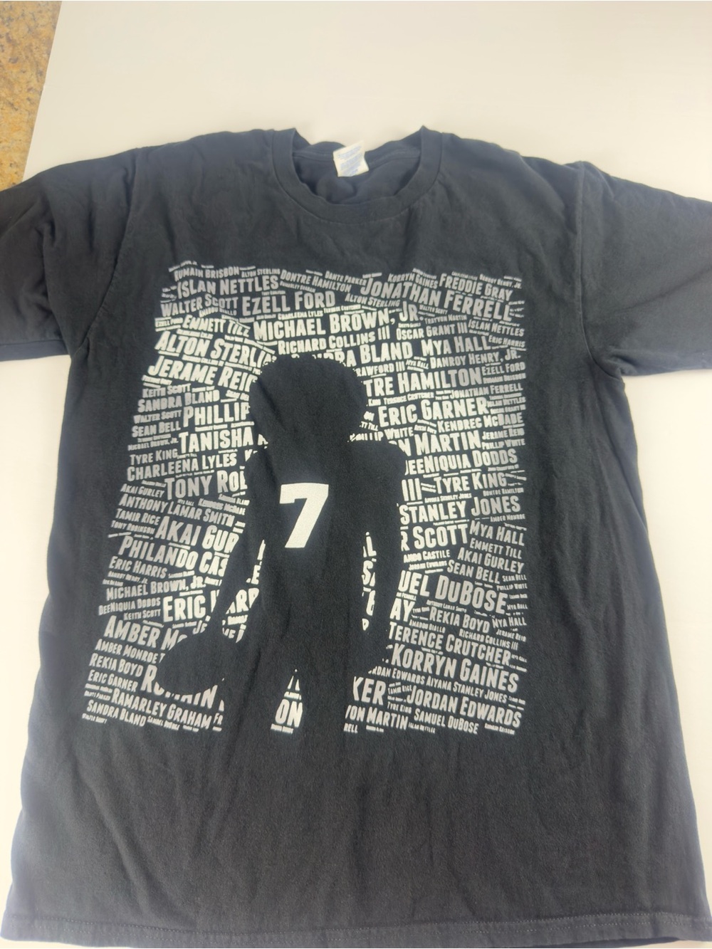 Port Company Black Graphic Tee with White Name-Cloud Print
